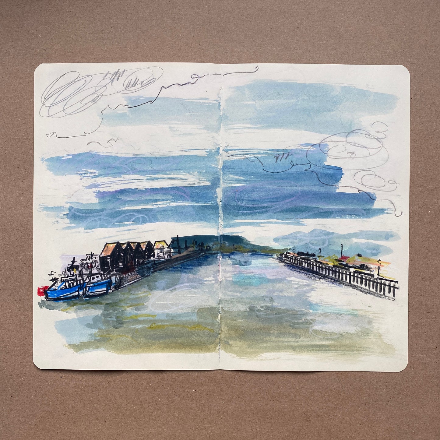 Whitstable Harbour sketchbook pages