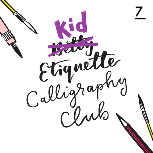 Betty Etiquette's Kid Etiquette Online Calligraphy Workshop Week Seven Printable Worksheet For Collage Calligraphy
