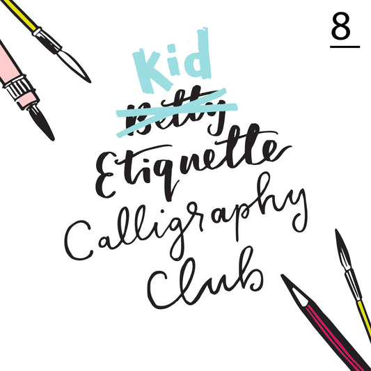Betty Etiquette's Kid Etiquette Online Calligraphy Workshop Week Eight Printable Worksheet For Calligraphy Flourishes